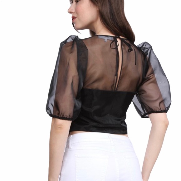 QUEEN CONTRAST  SHEER TOP - Picture 3 of 3